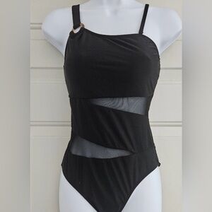 Black One-Piece Mesh Panel Swimsuit ( Heytalala)